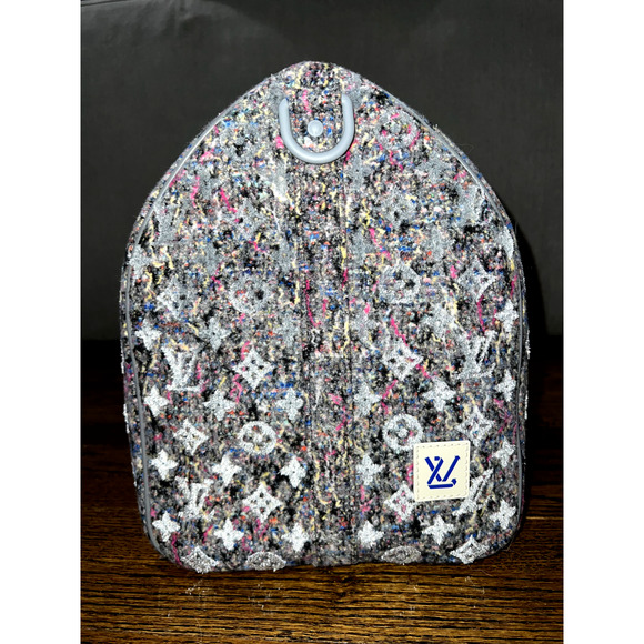 Louis Vuitton Keepall Bandouliere 50 Felt Grey Recycled Logo Weekend Travel Bag - Picture 4 of 12